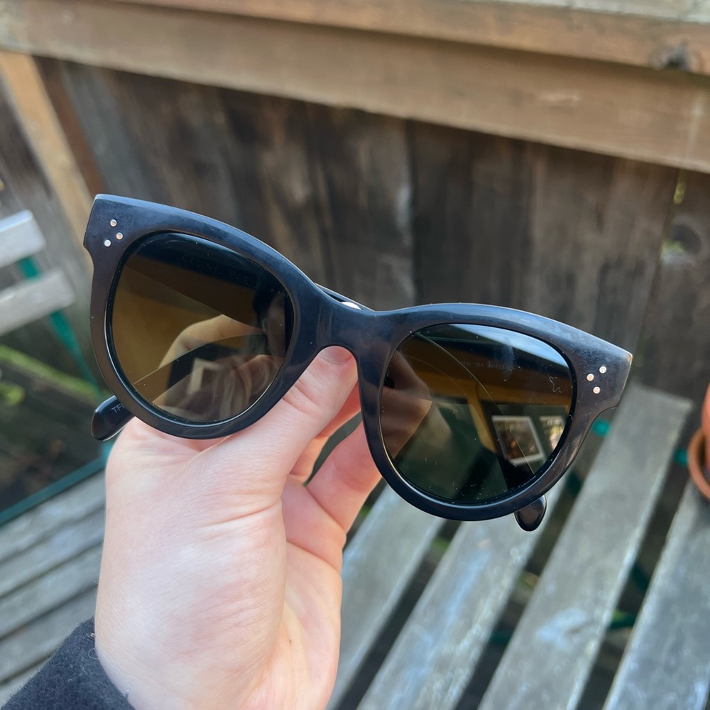 Celine Women's Round Black Sunglasses - Picture 7 of 15
